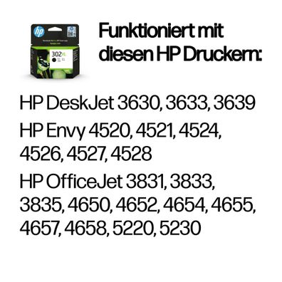 HP Tintenpatrone Nr. 302XL F6U68AE Schwarz (ca. 430 Seiten)