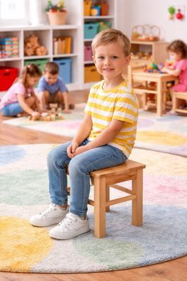 Kinderhocker 29 x 29 x 32 cm Hocker Kernbuche massiv Sitzhocker #2377