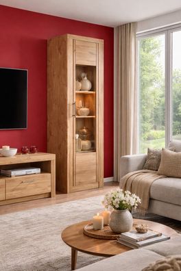 Glasvitrine Vitrinenschrank 52x42x191 Wildeiche teilmassiv #4042