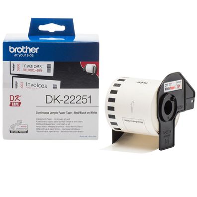 Brother Endlos-Etiketten DK-22251 rot/schwarz, 62mm x 15,24m