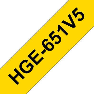 Schriftband HGe-651V5 (5 Stk) Schwarz auf Gelb 24mm x 8m