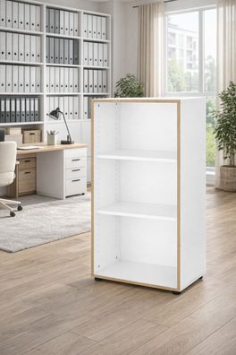 Büroregal Bücherregal Eiche weiss Aktenregal 2 verstellbar Böden #4149
