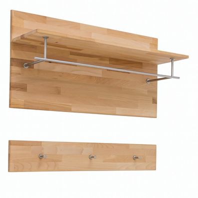 Garderobenpaneel Hutablage Kleiderstange Flurgarderobe Kernbuche #3850