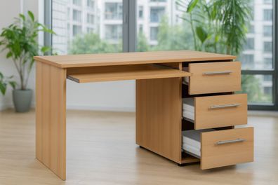 PC Tisch 115x56x73 cm Computertisch Buche dekor Tastaturauszug #528