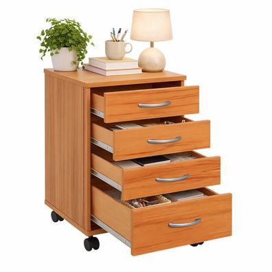 Rollcontainer Kernbuche Bürocontainer Nachtschrank Büroschrank #1942