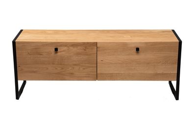 TV-Lowboard 120cm Fernsehschrank massiv Wildeiche geölt