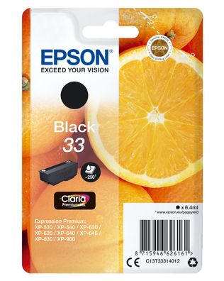 Epson Tintenpatrone 33 Schwarz (BK) (ca.250 S.)