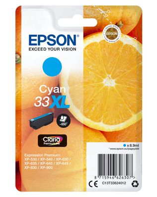 Epson Tintenpatrone 33XL Cyan (C) (ca.650 S.)