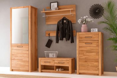 Flurgarderobe Wildeiche Garderobenset Spiegelschrank Wandpaneel #4055