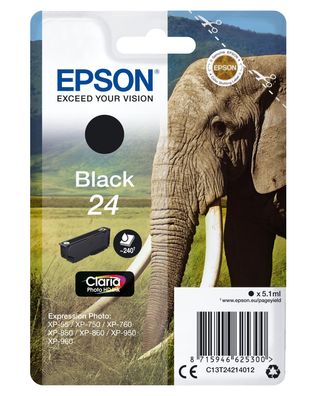 Epson Tintenpatrone 24 T2421 Claria Schwarz Photo (5,1 ml)