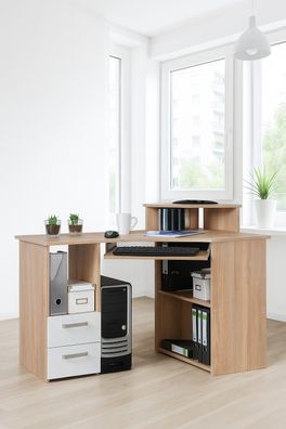 Eckschreibtisch Schreibtisch Sonoma Eiche sägerau