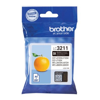 Brother Tintenpatrone LC-3211BK Schwarz (ca. 200 Seiten)