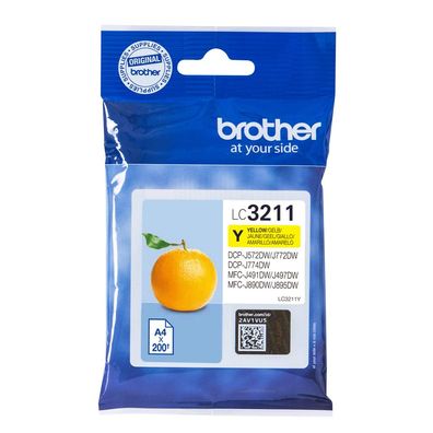 Brother Tintenpatrone LC-3211Y Gelb (ca. 200 Seiten)