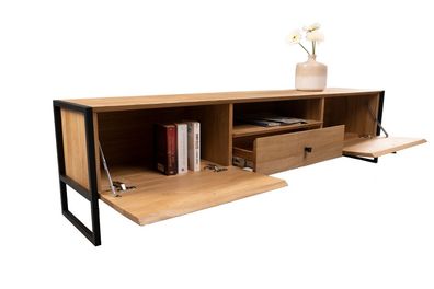 TV-Lowboard 180cm Fernsehschrank massiv Wildeiche geölt