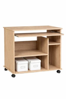 PC-Tisch Computertisch sonoma Eiche Schreibtisch auf Rollen #2532