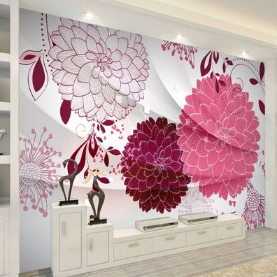 Künstlerische Wandtapete - Florales Linienmotiv - Minimalistische elegante 10198