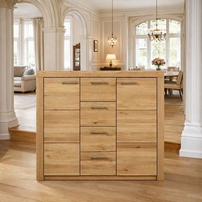 Kommode 129x42x115 Sideboard Schubladenschrank Wildeiche teilm. #3835
