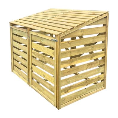 Mülltonnenbox Doppel-Holzgehäuse 240L Abfallbehälter