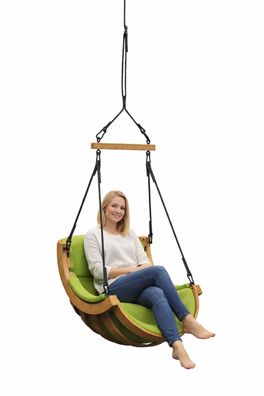 Hängesessel Lärchenholz Hängestuhl outdoor indoor Bezug grün #3680