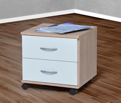 Rollcontainer Schubcontainer Eiche sonoma-weiss Nachtschrank