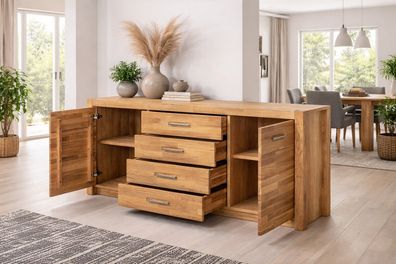 Anrichte 2 Türen, 4 Schubladen Sideboard Kommode Wildeiche geölt #4079