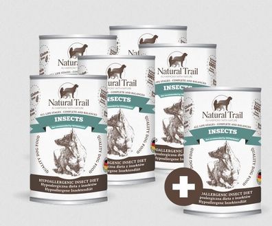 6 x 350g Natural Trail Insect Hundefutter Nass getreidefrei hypoallergen