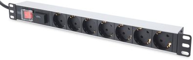 Digitus 1HE Alu PDU 16A Plug, 7-fach, Schalter, Überspannungs