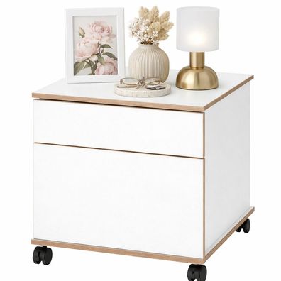 Rollcontainer Softcloseschublade mobiler Büroschrank Eiche weiss #4148