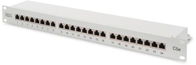 Digitus 1HE Cat.5e Klasse D Patchpanel geschirmt 24-Port Grau