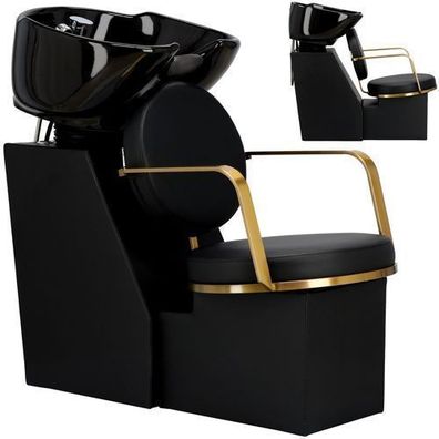 Friseurwaschanlage Axel – bewegliche Keramikschüssel, Armatur & Kopfstütze