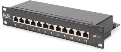 Digitus cat.6, Klasse E Patchpanel, geschirmt 12-Port Schwarz
