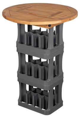 Teakholz Getränkekistenaufsatz mit Klappe - ø 70 cm