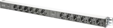 Digitus 1HE Alu PDU 2x 16A, 12x Schuko, Überlastschutz