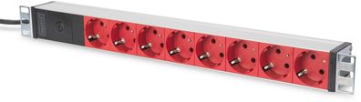 Digitus 1HE Alu PDU 10A Plug, 8x CEE 7/7 Abgriffe C14 Stecker