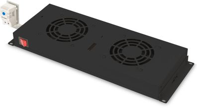 Digitus Dachlüftereinheit 19Zoll-2 Lüfter, Thermostat, Schwarz