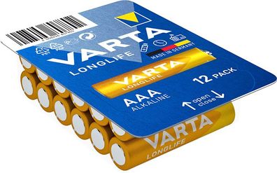 VARTA Longlife, Batterie, AAA, Micro, 1,5V, 12Stk