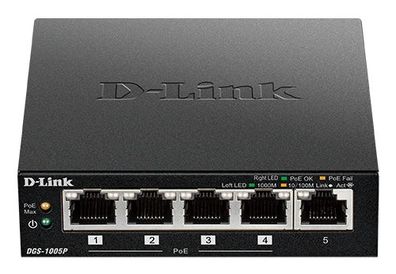 D-Link DGS-1005P 5-Port Desktop Gigabit PoE+ Switch