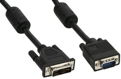 InLine® DVI-A Kabel, analog 12 + 5 Stecker auf 15pol HD Stecker VGA, 2m, schwarz