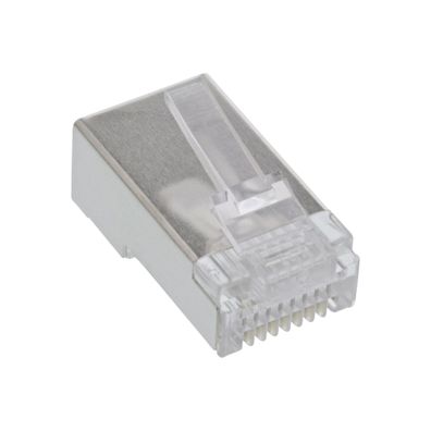 100er Pack, InLine® Modularstecker 8P8C RJ45 zum Crimpen auf Rundkabel, geschirm