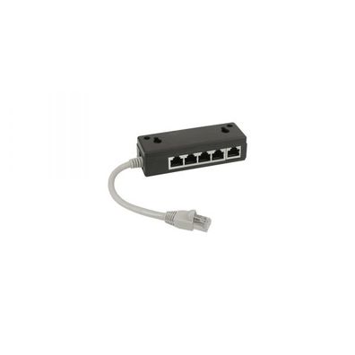 InLine® ISDN Verteiler, 5x RJ45 Buchse, 15cm Kabel, mit Endwiderständen, schwarz