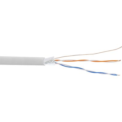 InLine® Telefon-Kabel 4-adrig, 2x2x0,6mm, zum Verlegen, 25m Ring, beige