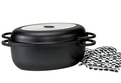 Karl Krüger Multibräter Leipzig 8 l 38x27x13,5cm Aluguss inklusive 1 Paar Handschuhe