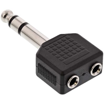 InLine® Audio Adapter, 6,3mm Klinke Stecker Stereo an 2x 3,5mm Klinke Buchse, St