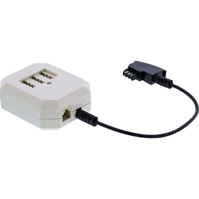 InLine® TAE Adapter, TAE-F Stecker an TAE NFN + RJ11 (6P4C) Buchse, 0,2m, weiß