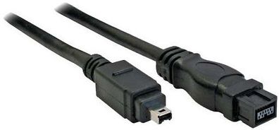 InLine® FireWire Kabel, IEEE1394 4pol Stecker zu 9pol Stecker, schwarz, 1m, schw