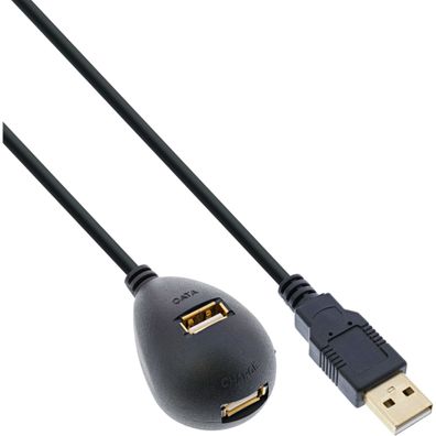InLine® USB 2.0 Verlängerung, Stecker / Buchse, Typ A, schwarz, mit Standfuss, 2