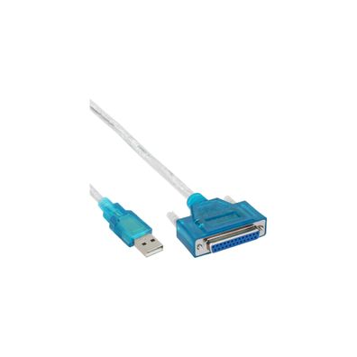 InLine® USB zu 25pol parallel, Drucker-Adapterkabel, transparent