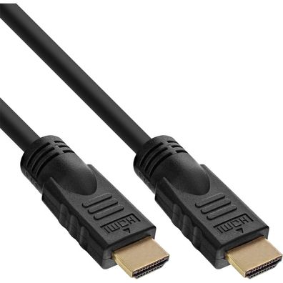 InLine® HDMI Kabel, HDMI-High Speed, Stecker / Stecker, verg. Kontakte, schwarz,