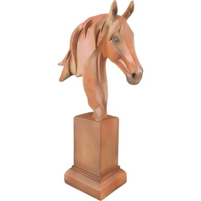 Büste Pferdekopf auf Sockel in Holznachbildung
