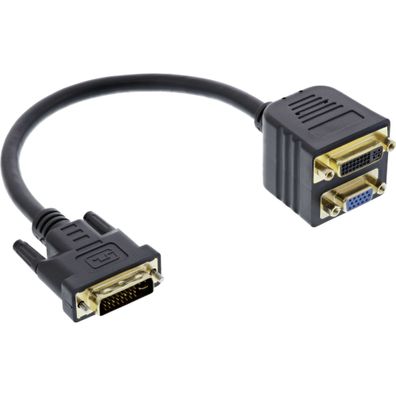 InLine® DVI-I Adapterkabel, DVI-I Stecker auf DVI-I-Buchse + S-VGA Buchse, schwa